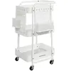 SONGMICS Chariot de rangement 3 plateaux en maille métallique, Blanc Nuage
