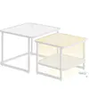 VASAGLE Lot de 2 tables de salon gigognes avec led, Blanc Nuage + Blanc Perle