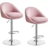 VASAGLE Lot de 2 tabourets de bar pivotant à 360°, Rose Bonbon / PU premium + Velours doux