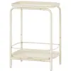 VASAGLE Table d’Appoint à 2 Niveaux, Blanc Crème