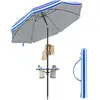 SONGMICS Parasol inclinaison de 30° des 2 côtés (UPF 50+), Bleu + Blanc / 160cm