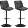 VASAGLE Tabourets de bar, lot de 2, chaise de cuisine, siège pivotant à hauteur réglable, avec dossier et repose-pieds, salle à manger, comptoir, acier, gris ardoise