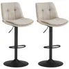 VASAGLE Tabourets de bar, lot de 2, chaise de cuisine, siège pivotant à hauteur réglable, avec dossier et repose-pieds, salle à manger, comptoir, acier, blanc crème