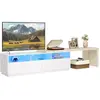 VASAGLE Meuble TV modulable en L avec tiroirs bande LED pour salon