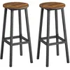 VASAGLE Tabourets de bar élégants en métal pour cuisine et salon, Marron Rustique + Noir / 74H cm