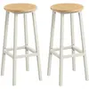 VASAGLE Tabourets de bar élégants en métal pour cuisine et salon, Doré chêne, blanc / 74H cm