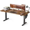SONGMICS Bureau électrique réglable en hauteur, 180 x 80 cm, table assis-debout, fonction mémoire 4 hauteurs, pour bureau, télétravail, marron rustique