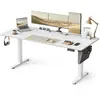 SONGMICS Bureau électrique réglable en hauteur, 180 x 80 cm, table assis-debout, fonction mémoire 4 hauteurs, pour bureau, télétravail, blanc nuage