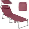 SONGMICS Chaise longue pliable avec dossier, Rouge / 193 x 53 x 29 cm