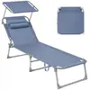 SONGMICS Chaise longue pliable avec dossier, Bleu / 193 x 53 x 29 cm