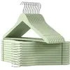 SONGMICS Cintres bois antidérapant crochet pivotant, Vert clair + argent / 20
