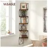 VASAGLE Étagère murale à 5 niveaux effet bois marron rustique et noir