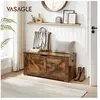 VASAGLE Coffre de rangement avec 2 charnières de sécurité, Marron Rustique / 40 x 100 x 46 cm