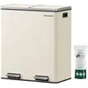 SONGMICS Poubelle cuisine poubelle de tri 2 x 30L acier crème avec 15 sacs