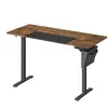 SONGMICS Bureau Assis Debout Électrique, 60 x 140 x (72-120) cm, Réglable en Hauteur, Mémoire 4 Hauteurs, Marron Rustique et Noir Pur
