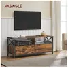 VASAGLE Meuble TV 2 tiroirs effet bois blanc