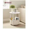 VASAGLE Bout de canapé rond avec panier de rangement - H51 cm - Blanc