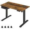 VASAGLE Bureau réglable en hauteur, Marron Rustique + Noir / 60P x 120L cm
