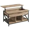 VASAGLE Table basse avec plateau relevable, Marron Chêne + Noir