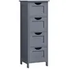 VASAGLE Meuble de Salle de Bain avec 4 tiroirs, Commode, 30 x 30 x 82 cm, Gris