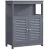 VASAGLE Meuble Salle de Bain, Rangement Cuisine sur Pieds, avec 2 Portes persiennes, Gris BBC040G01