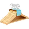 SONGMICS Cintres en bois massif antidérapant, Couleur Boisée + Argent / 10