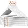 SONGMICS Cintres bois antidérapant crochet pivotant, Blanc + Rose Gold / 20