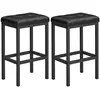 VASAGLE Chaises de bar rembourré, Siège Noir + Cadre Noir