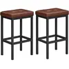 VASAGLE Chaises de bar rembourré, Siège Marron + Cadre Noir