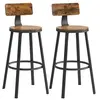 VASAGLE Chaise de bar avec dossier, Marron Rustique + Noir / 2 / 99H cm