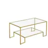 VASAGLE Table basse 2 niveaux en verre trempé doré métallique