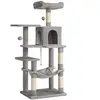 FEANDREA Arbre à chat avec hamac 143 cm, Gris Clair / L (55 x 45 x 143 cm)