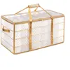 SONGMICS Boîte de rangement pour décoration de Noël, Semi-transparent + Doré