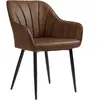 SONGMICS Chaise de salle à manger avec accoudoirs, Marron