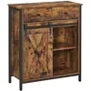Songmics Meuble de rangement 1 tiroir 1 porte effet bois noir