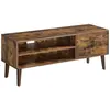 VASAGLE Meuble TV montage facile, Marron Rustique + Noir / 40 x 120 x 49 cm