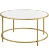 VASAGLE Table basse ronde blanc doré