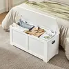VASAGLE Coffre de rangement avec 2 charnières de sécurité, Blanc / 40 x 100 x 46 cm