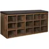 VASAGLE Banc à chaussures 15 compartiments, Marron Rustique + Marron
