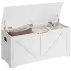 VASAGLE Coffre de rangement avec 2 charnières de sécurité, Blanc / 40 x 100 x 46 cm