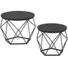 Table Basse Ronde - VASAGLE - Lot de 2 - Style Moderne - Plateau Amovible - Cadre en Acier - Noir