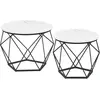 VASAGLE Tables basses ronde moderne cadre en acier blanc noir