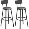VASAGLE Chaises de bar avec repose-pieds, Noir Classique + Vert Forêt / 39 x 39 x 100 cm