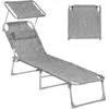 SONGMICS Chaise longue pliable avec dossier, Grège / 193 x 53 x 29,5 cm
