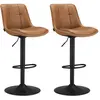 VASAGLE Tabourets de bar design avec siège pivotant à hauteur réglable, Marron Caramel / 2
