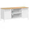 Songmics Meuble TV réglable, Chêne + Blanc
