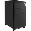 SONGMICS Caisson de bureau mobile 3 tiroirs, Noir