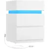 VASAGLE Table de chevet avec LED, Blanc