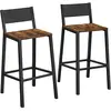 VASAGLE 2 Tabourets ajourés industriel, Marron Rustique + Noir / Lot de 2