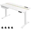 SONGMICS Bureau électrique réglable en hauteur, Blanc / 60P x 140L cm
